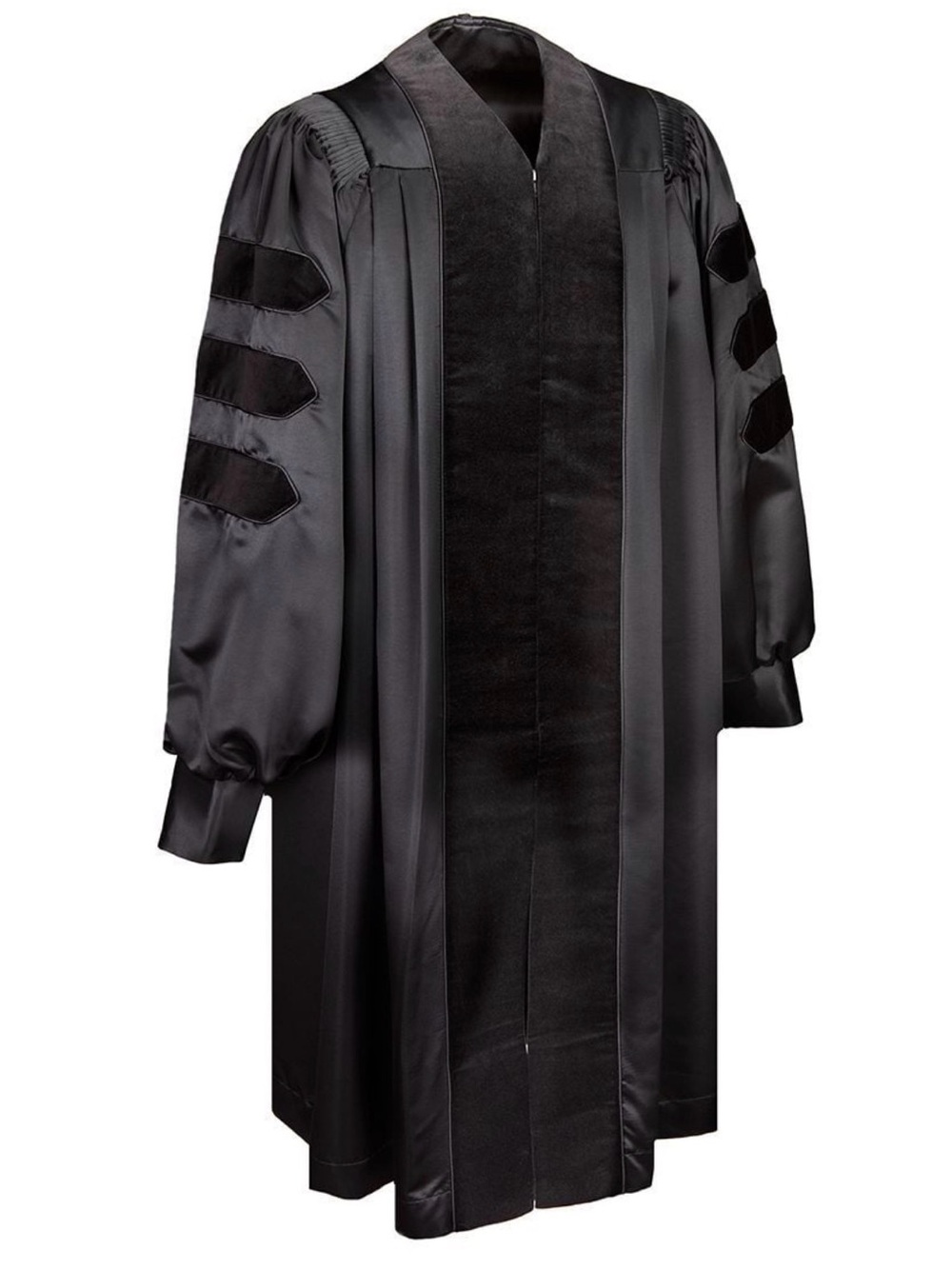 Black Academic Robe with Velvet Panels